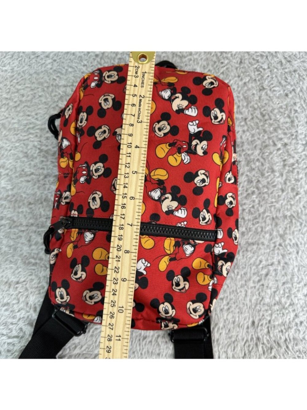 Disney Mickey Mouse Mini Backpack Red With Adjustable Straps & Zippered Pocket - Picture 3 of 11